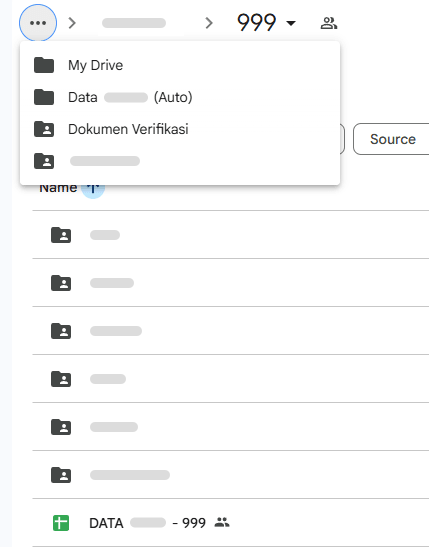 Folder Google Drive untuk satu batch, berisi subfolder per jenis dokumen dan spreadsheet rekap